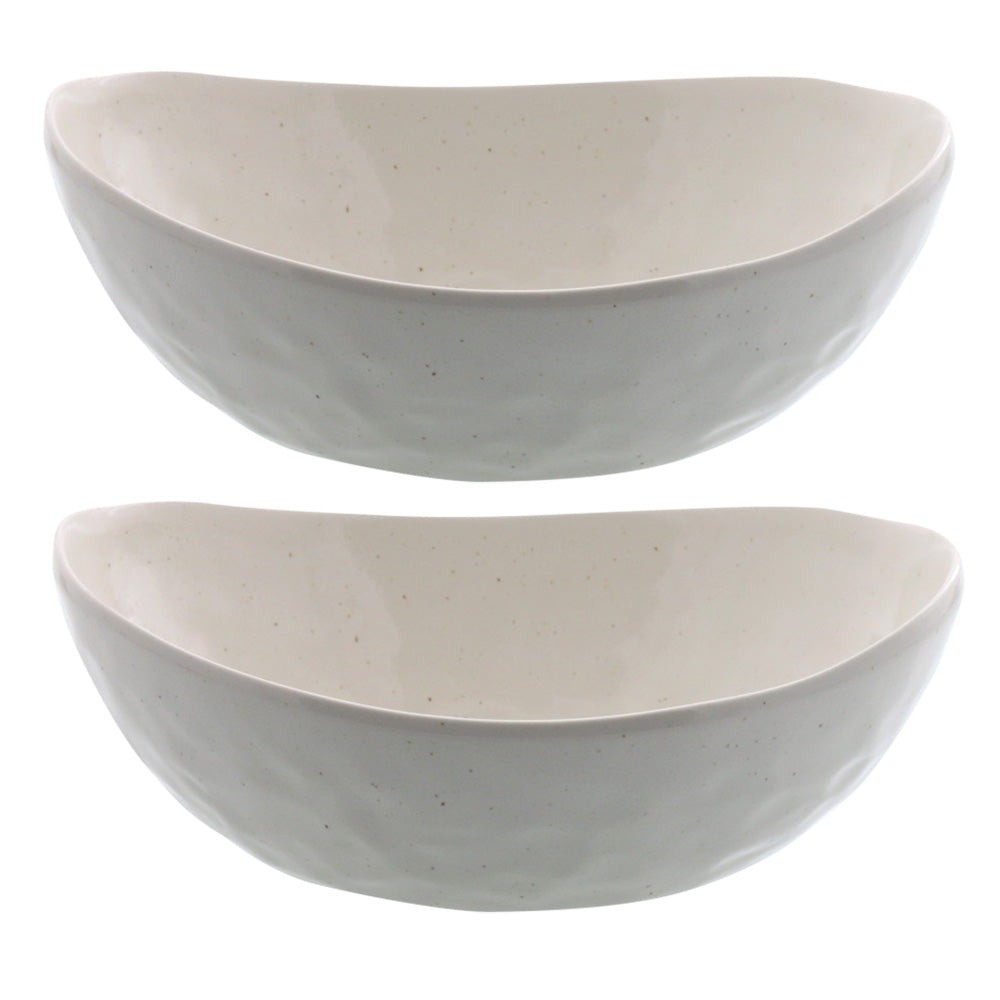 Minoruba 7.7" Japanese Oval Bowls Set of 2 - White