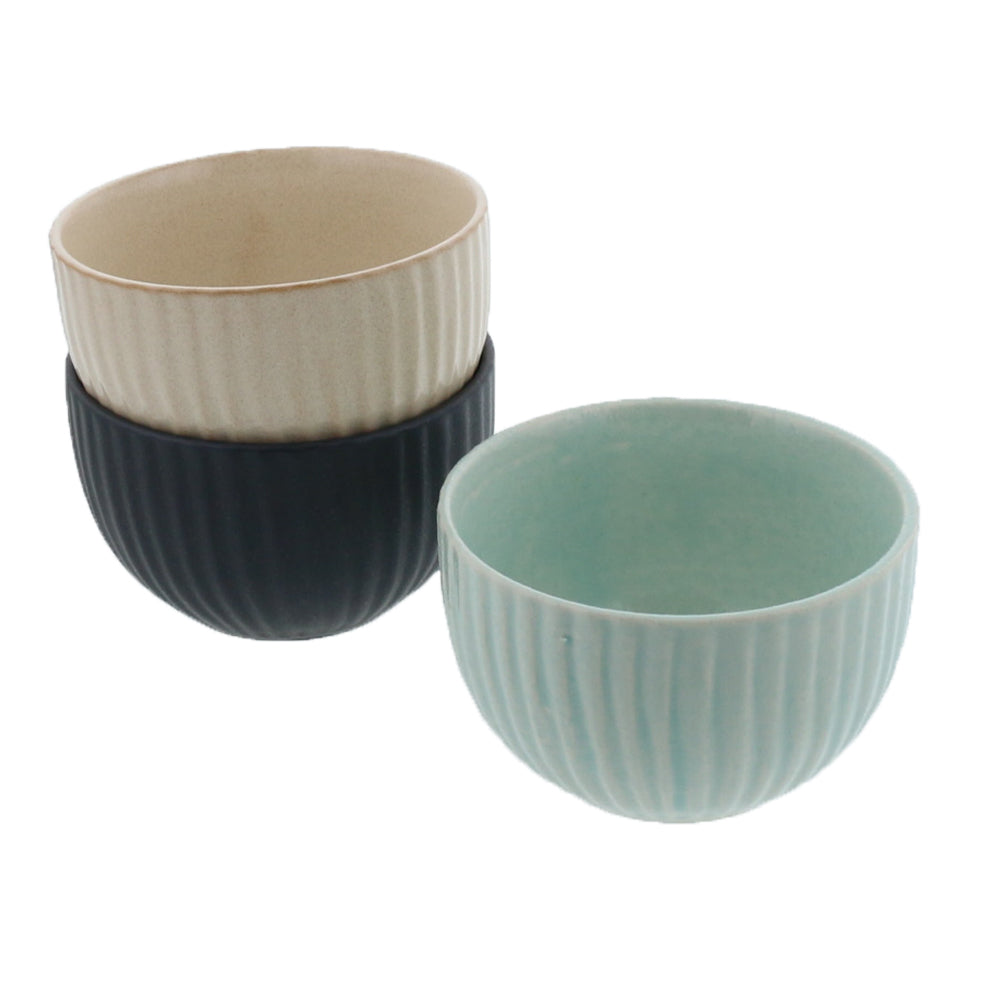 Tokusa Small Ceramic Appetizer Bowls Set of 3 - Assorted Colors