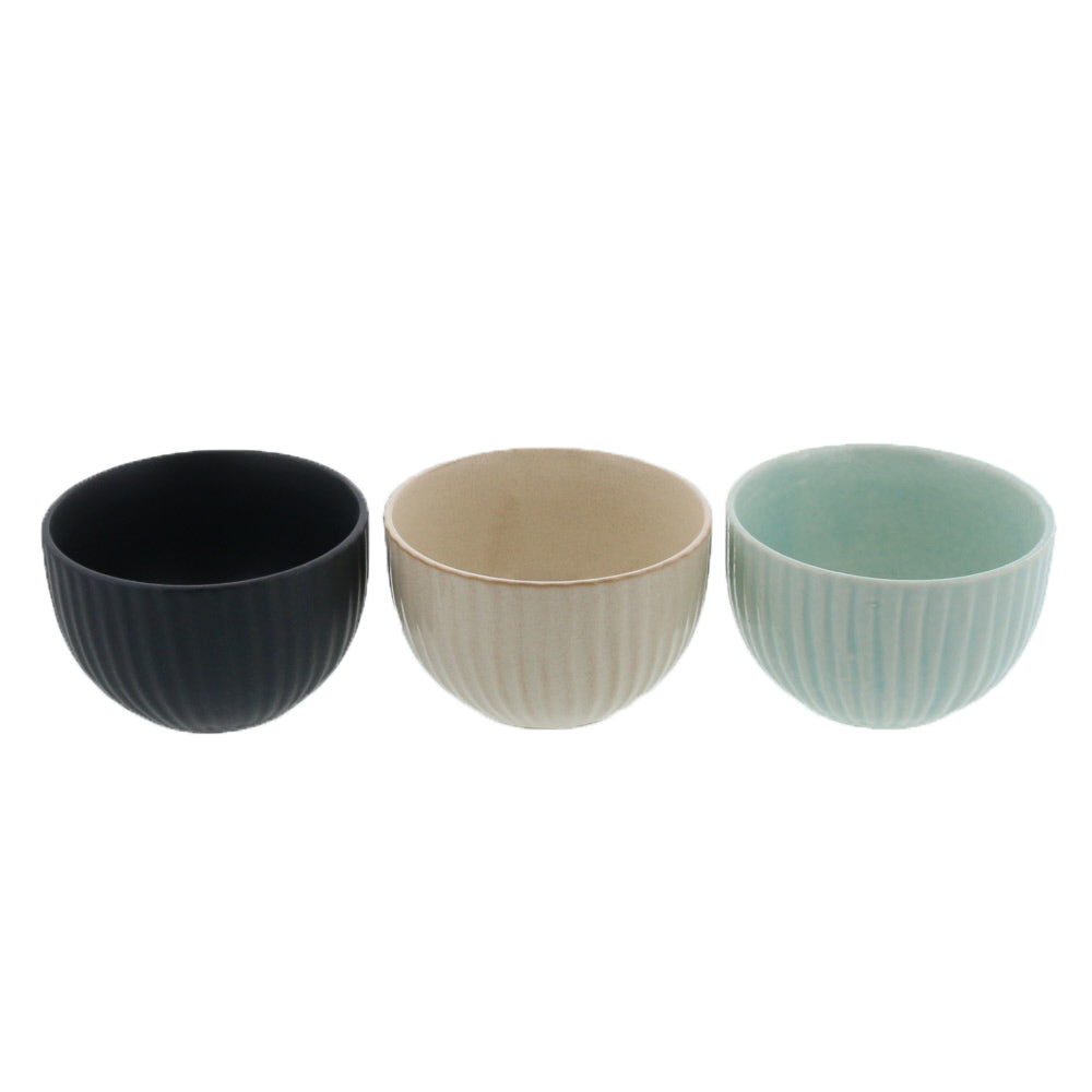 Tokusa Small Ceramic Appetizer Bowls Set of 3 - Assorted Colors