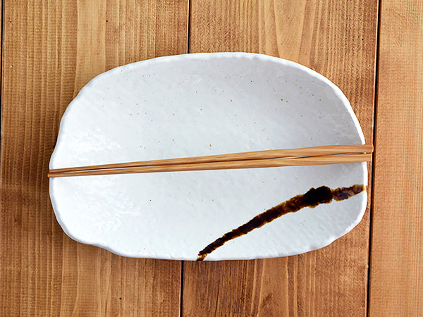 White Trapezoidal Plate Set of 2 - Brown