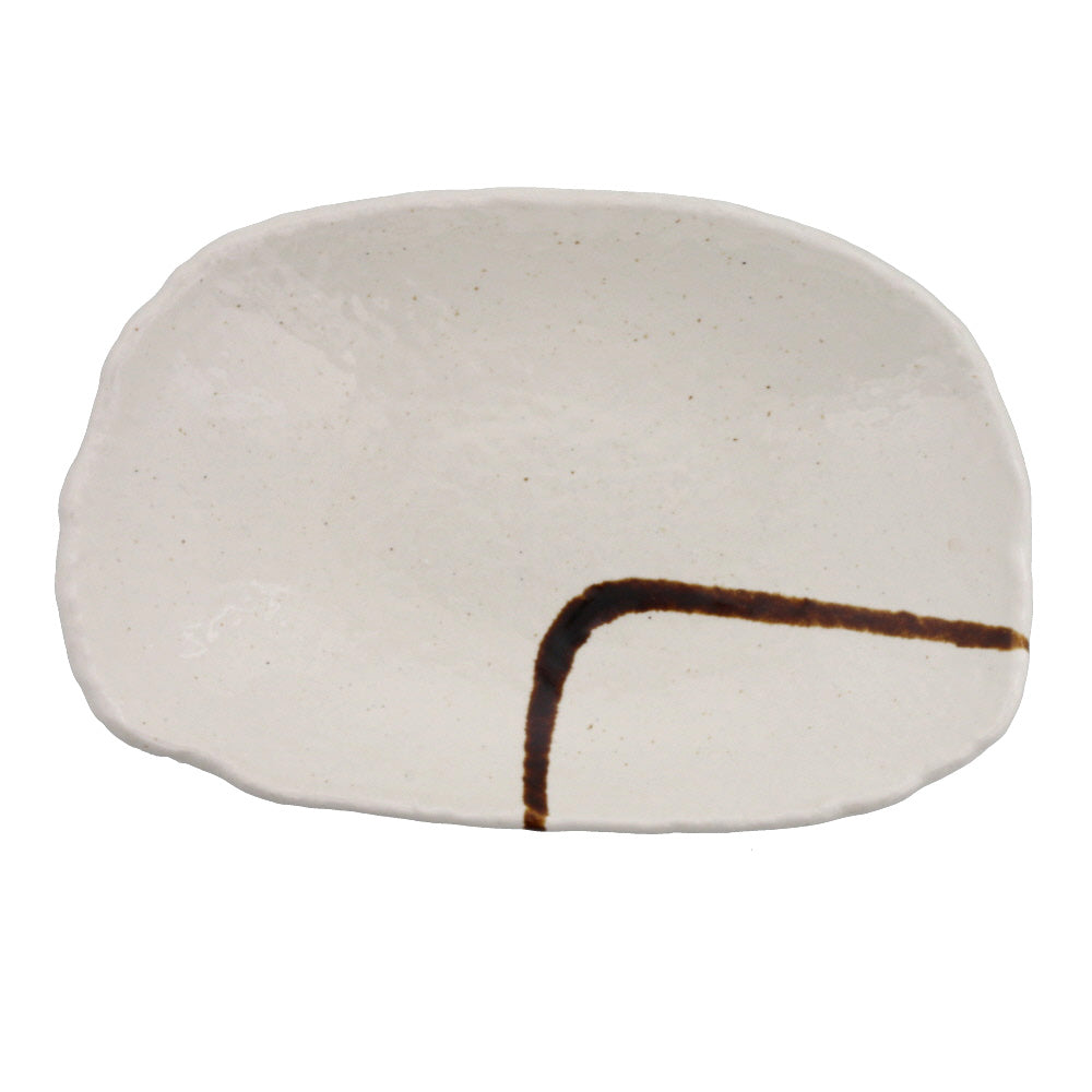 White Trapezoidal Plate Set of 2 - Brown