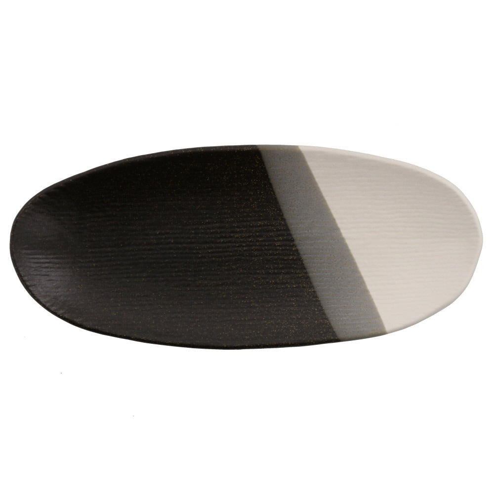 Multi-Colored Long Oval Plate - White/Gray