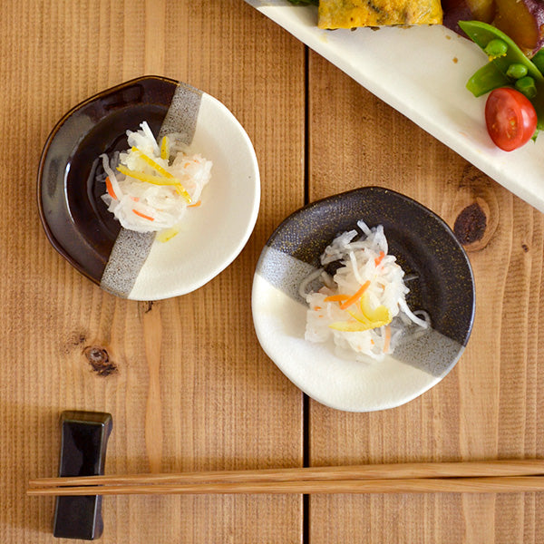 Multi-Colored Salad Plates Set of 4 - White/Tenmoku