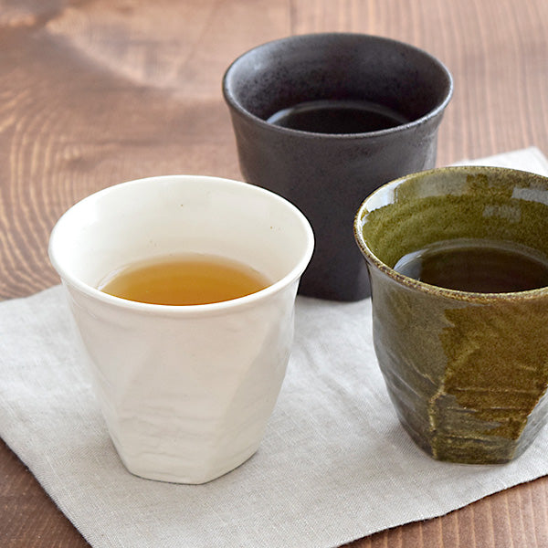 Twisted Japanese Teacups Yunomi Set of 4 - White