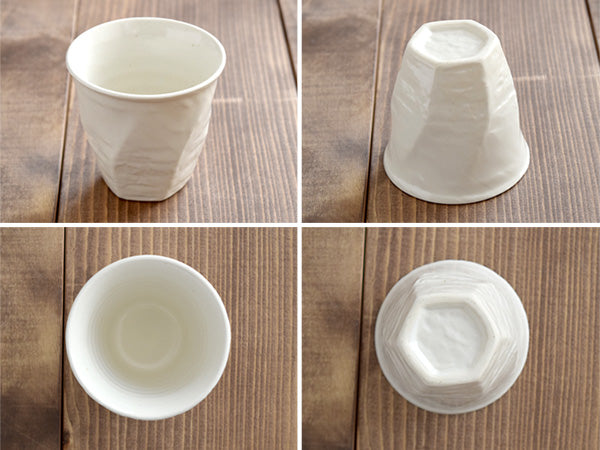 Twisted Japanese Teacups Yunomi Set of 4 - White