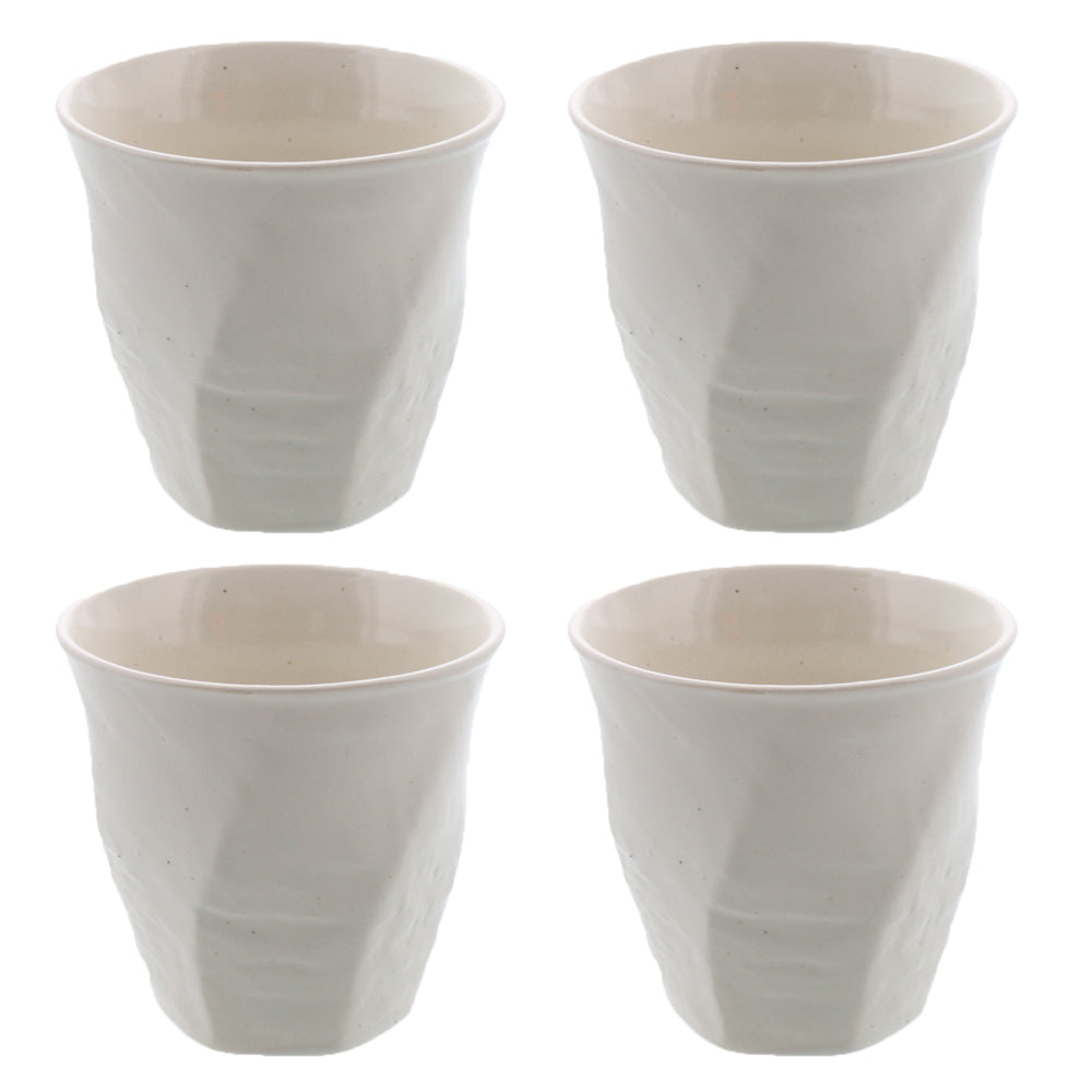 Twisted Japanese Teacups Yunomi Set of 4 - White