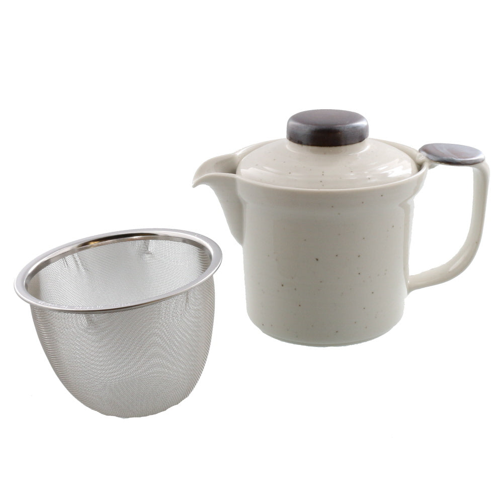 Stylish & Functional 13.5 oz Wide Mouth Teapot with Infuser Ivory (Kobiki)