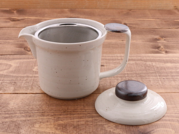 Stylish & Functional 13.5 oz Wide Mouth Teapot with Infuser Ivory (Kobiki)