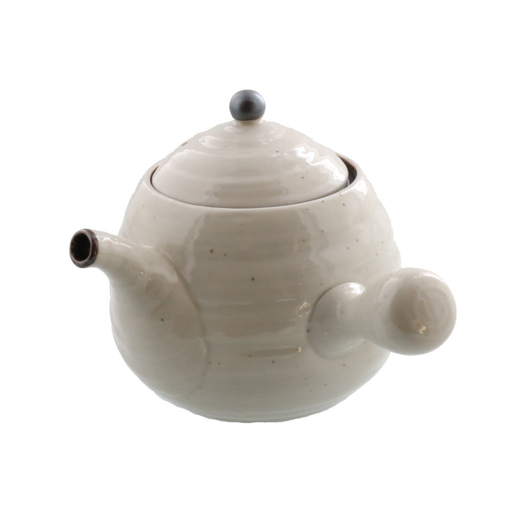 Round Egg-Shaped 16 oz Wide Mouth Japanese Teapot with Infuser Ivory