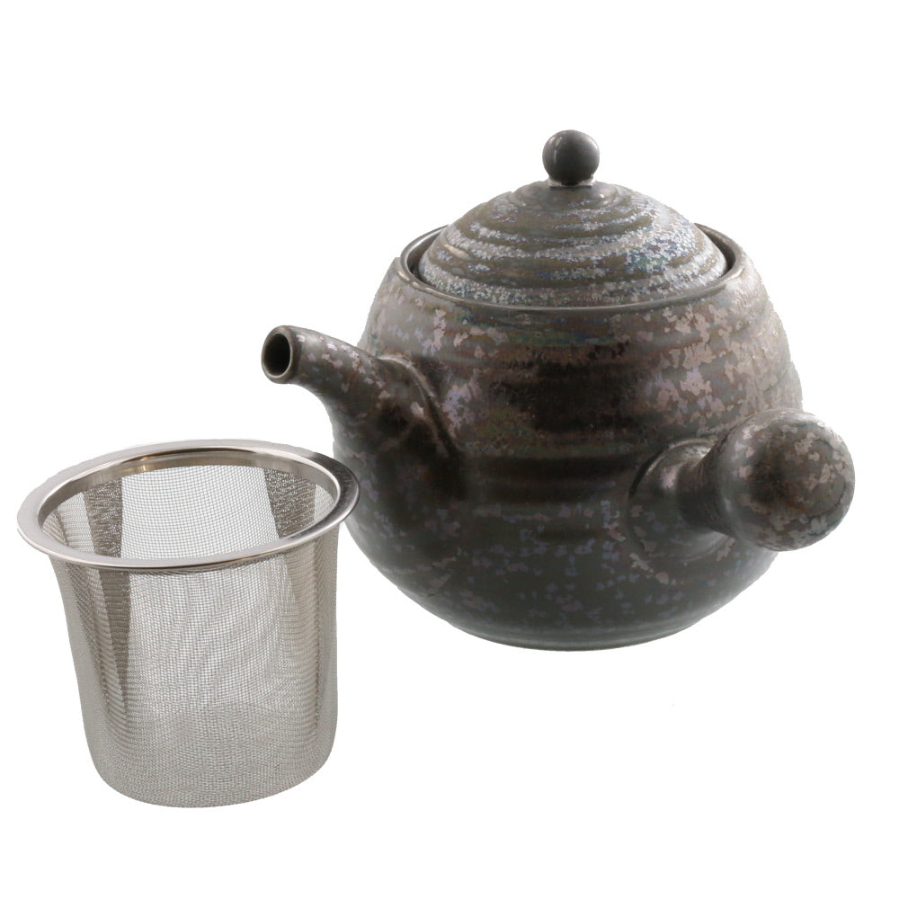 Round Egg-Shaped 16 oz Wide Mouth Japanese Teapot with Infuser Silver
