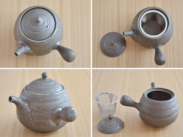 Round Egg-Shaped 16 oz Wide Mouth Japanese Teapot with Infuser Silver