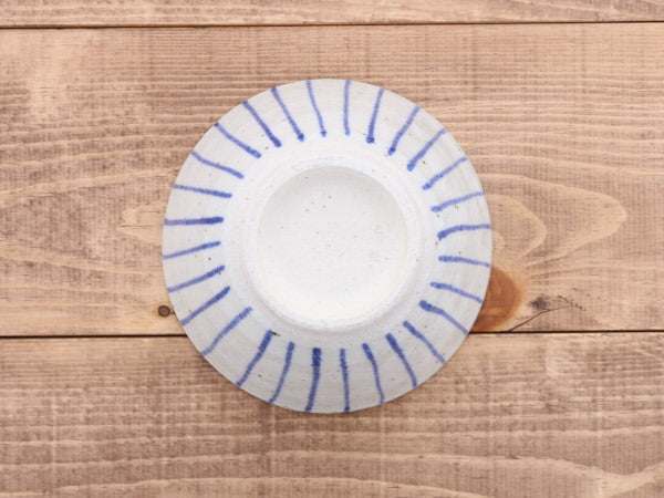 Ceramic Mortar (Suribachi) 5.9 inches Handmade White x Blue Stripe (Aotokusa)