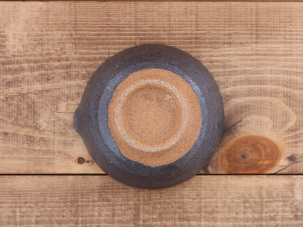 Ceramic Mortar (Suribachi) with Spout 4.7 inches Handmade Black (Kuro Kesshou)