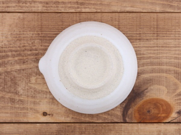 Ceramic Mortar (Suribachi) with Spout 4.7 inches Handmade White Karatsu