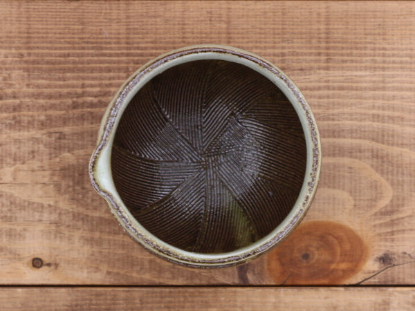 Ceramic Mortar & Pestle Set (Suribachi & Surikogi) with Spout 3.9 inches Handmade Traditional Style Small