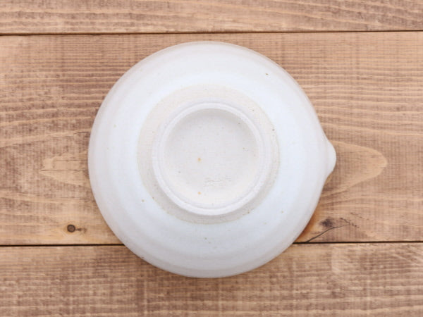 Ceramic Mortar & Pestle Set (Suribachi & Surikogi) with Spout 6.5 inches Handmade White Karatsu