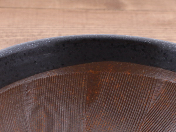 Ceramic Mortar (Suribachi) with Spout 7.7 inches Handmade Black (Kuro Kesshou)