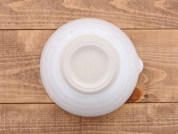 Ceramic Mortar & Pestle Set (Suribachi & Surikogi) with Spout 7.7 inches Handmade White Karatsu