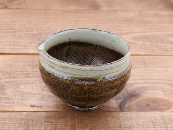 Ceramic Mortar & Pestle Set (Suribachi & Surikogi) with Spout 3.9 inches Handmade Traditional Style Small