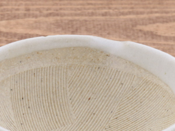 Ceramic Mortar (Suribachi) with Spout 4.7 inches Handmade White Karatsu