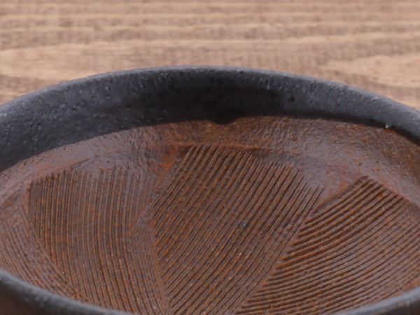 Handmade Ceramic Mortar & Pestle Set (Suribachi & Surikogi) with Spout 4.7 inches - Black