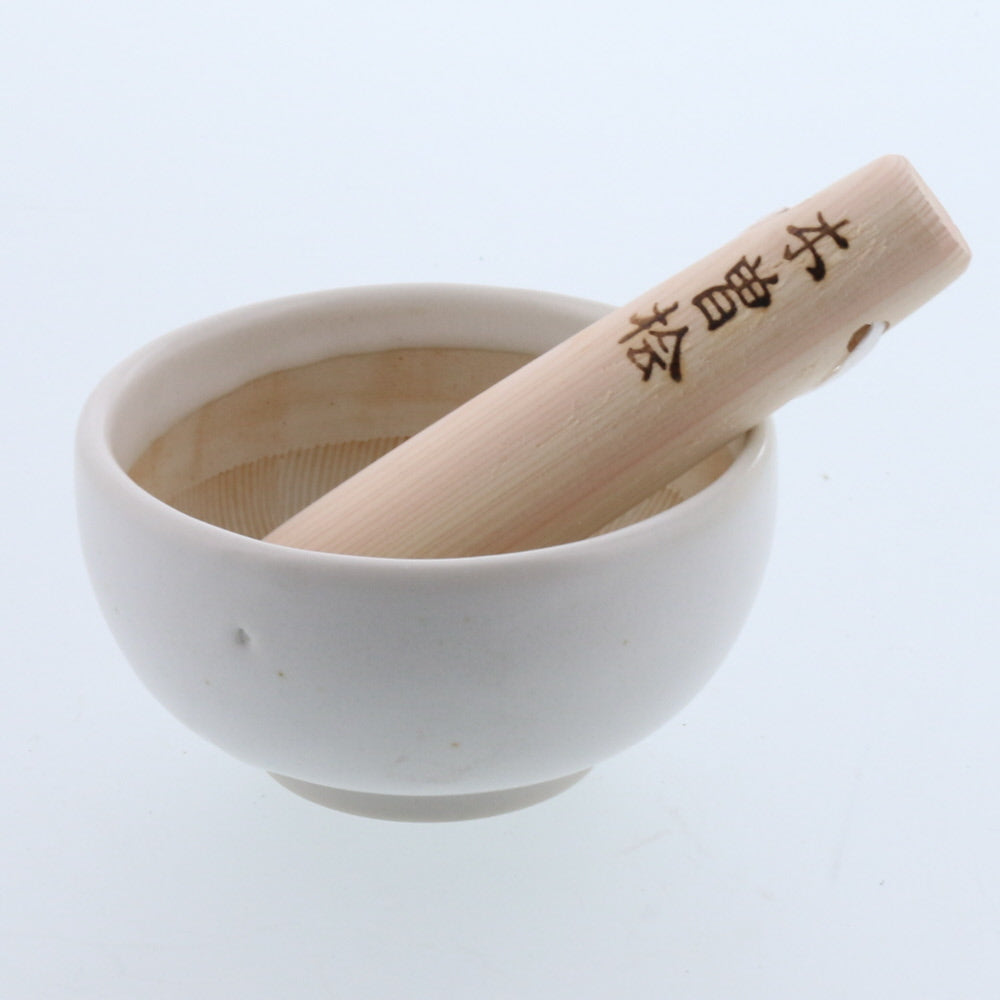 Round Mortar & Pestle Set (Suribachi & Surikogi) Universal Bowl 4.2 inches