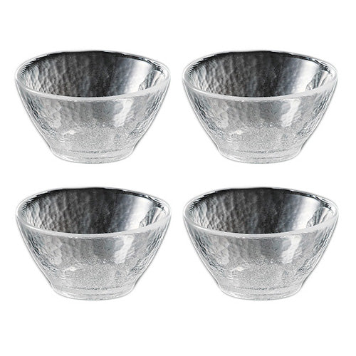 Glass Soba Choko Cups 6 oz (175 cc), Set of 4 - Awayuki (Light Snow)