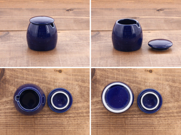 Blue Porcelain Sauce Dispenser Bottle, Condiment Pot and Toothpick Holder Set - Starry Sky