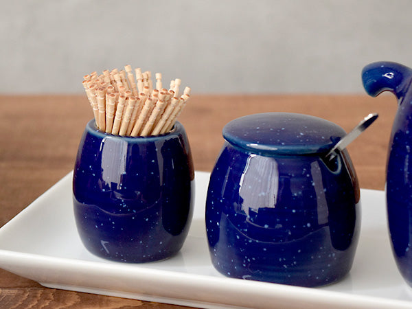 Blue Porcelain Toothpick Holder - Starry Sky
