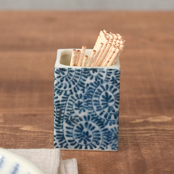 Zen Table Japan Porcelain Toothpick Holder - Tako Karakusa