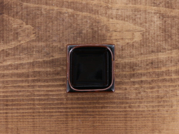 Square Shaped Porcelain Toothpick Holder - Tenmoku