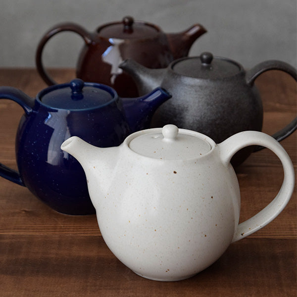 Navy Blue Round Ceramic Teapot (520 cc, 17.6 oz) - Starry Sky