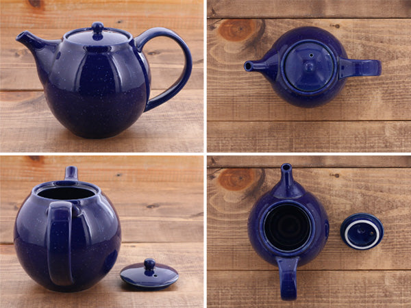 Navy Blue Round Ceramic Teapot (520 cc, 17.6 oz) - Starry Sky