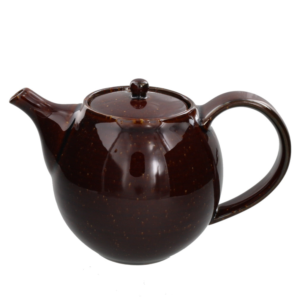 Round Ceramic Teapot (520 cc, 17.6 oz) - Gold Crystal