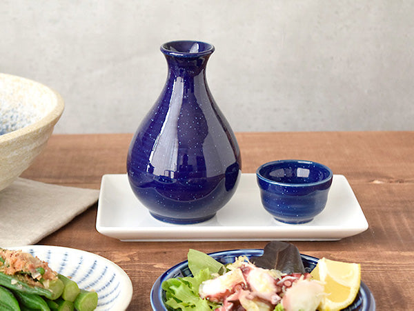 Navy Blue Porcelain Sake Bottle Tokkuri 12 oz 360cc - Starry Sky
