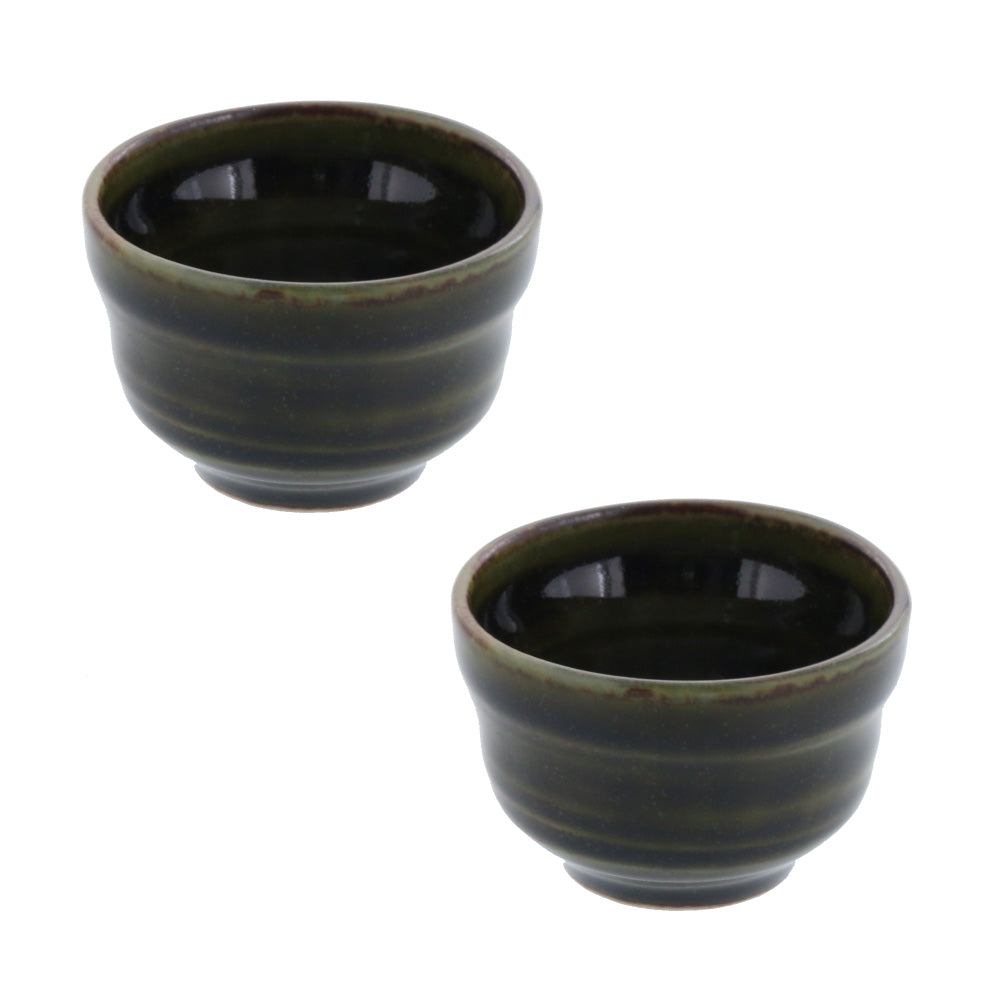 1.5 Ounce Porcelain Sake Cups (Guinomi) Set of 2 - Green