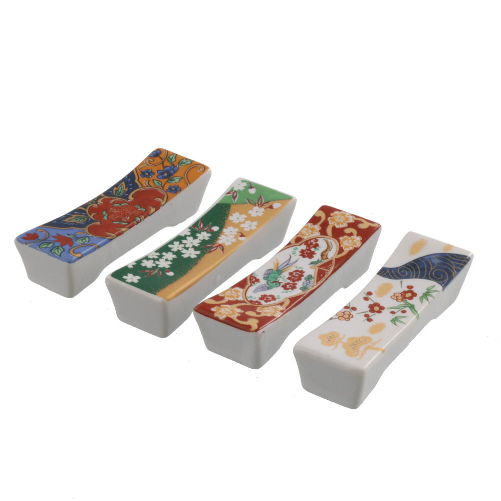 Chopstick Holders Beautiful Japanese Floral Design (Cutlery Rest) Set of 4 Flowers