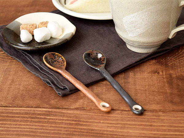 Ceramic Brown Coffee Spoons Set of 5 - Shigaraki
