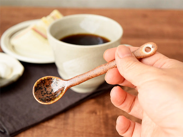 Ceramic Brown Coffee Spoons Set of 5 - Shigaraki