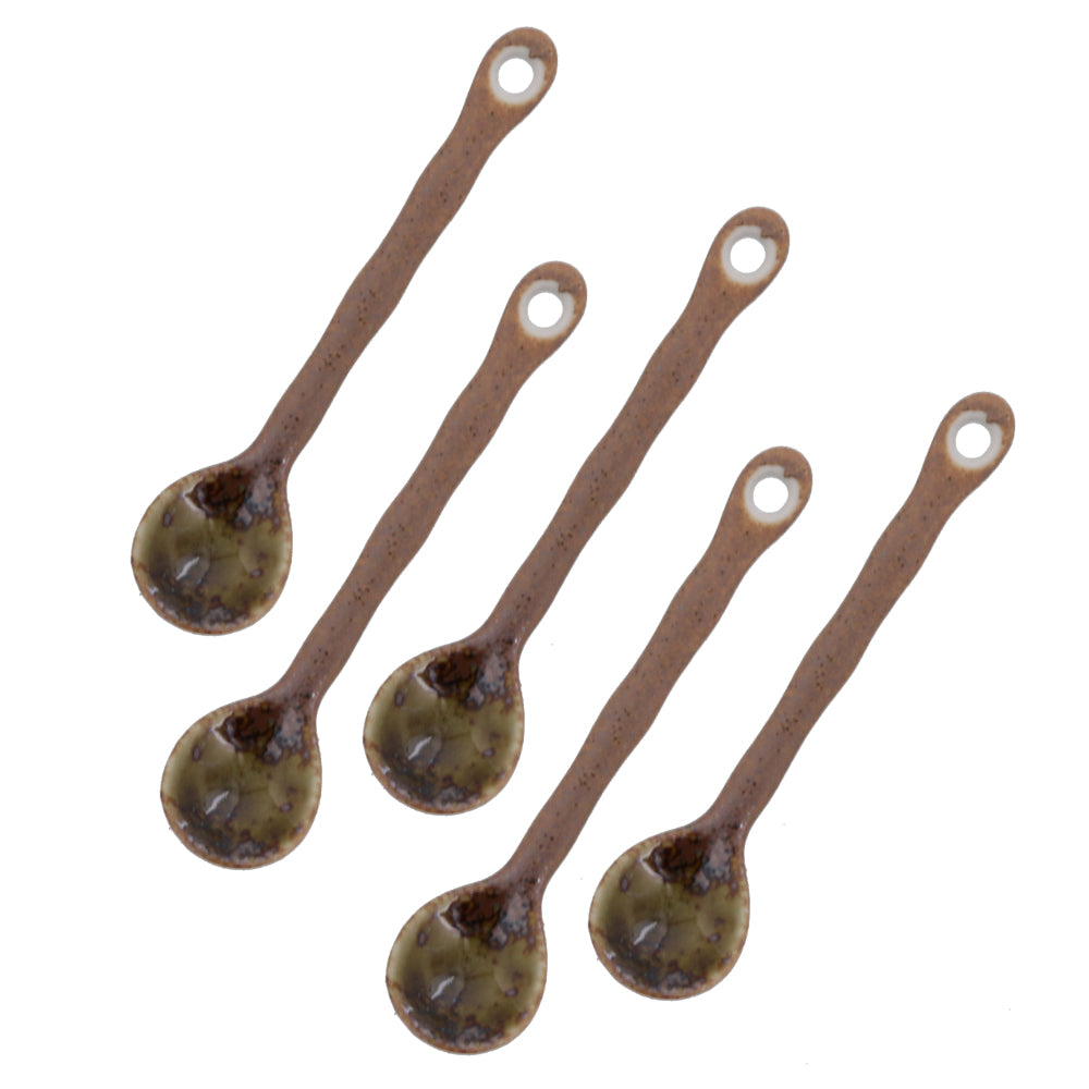 Ceramic Brown Coffee Spoons Set of 5 - Shigaraki