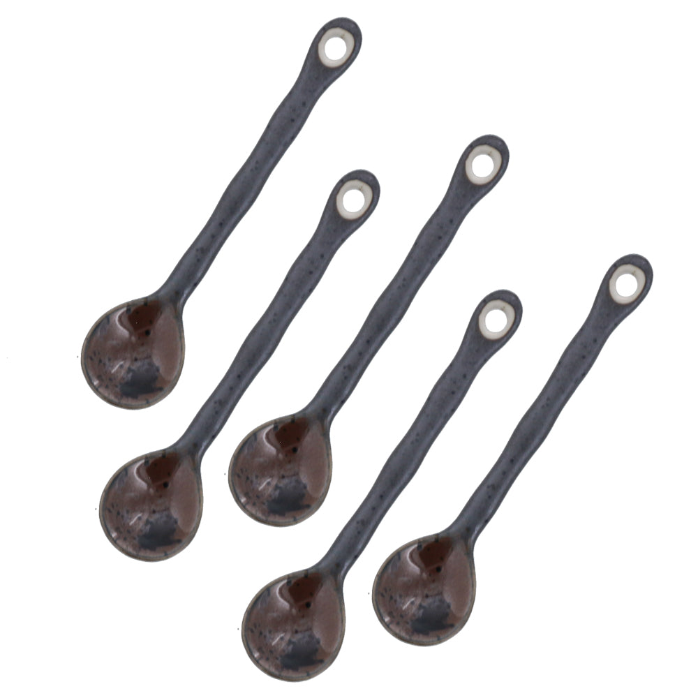 Ceramic Coffee Spoons Set of 5 - Kurobuki