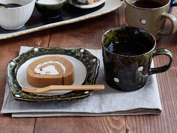 Minoruba Polka Dot Coffee Mug and Saucer Set of 2 - Oribe