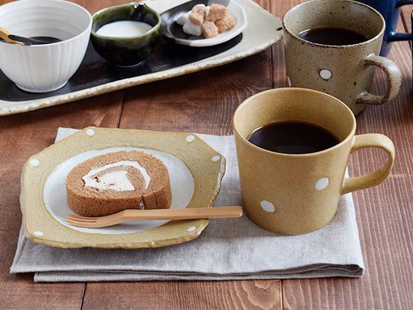 Minoruba Polka Dot Coffee Mug and Saucer Set of 2 - Beige
