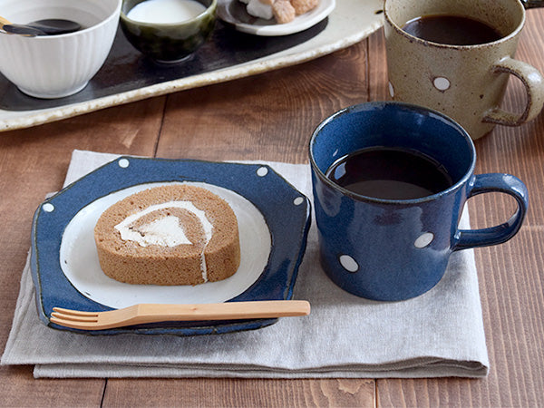 Minoruba Polka Dot Coffee Mug and Saucer Set of 2 - Blue