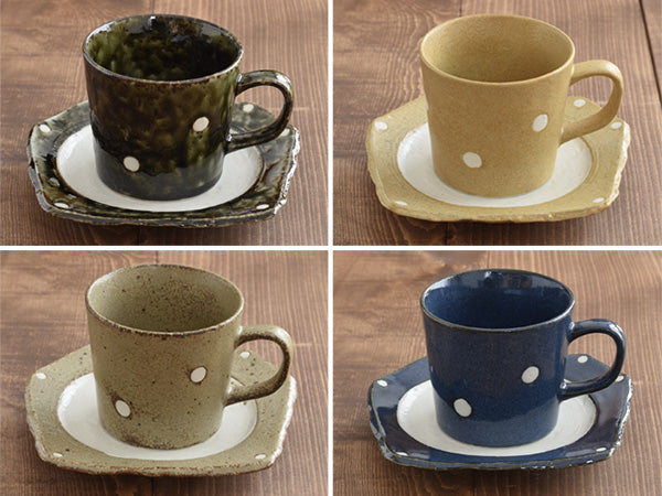 Minoruba Polka Dot Coffee Mug and Saucer Set of 2 - Oribe