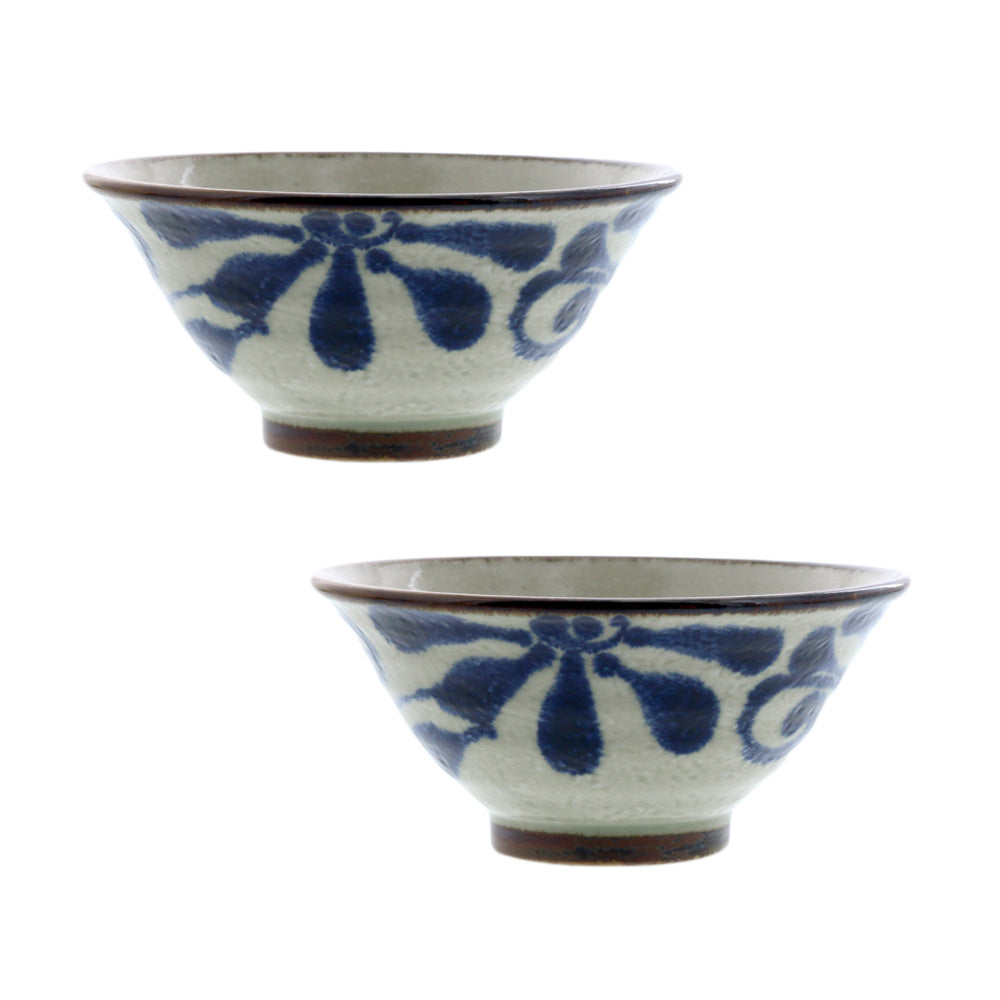 Ryukyukarakusa Rice Bowls Set of 2 - Blue