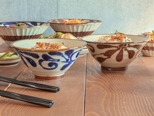 Ryukyukarakusa Rice Bowls Set of 2 - Blue