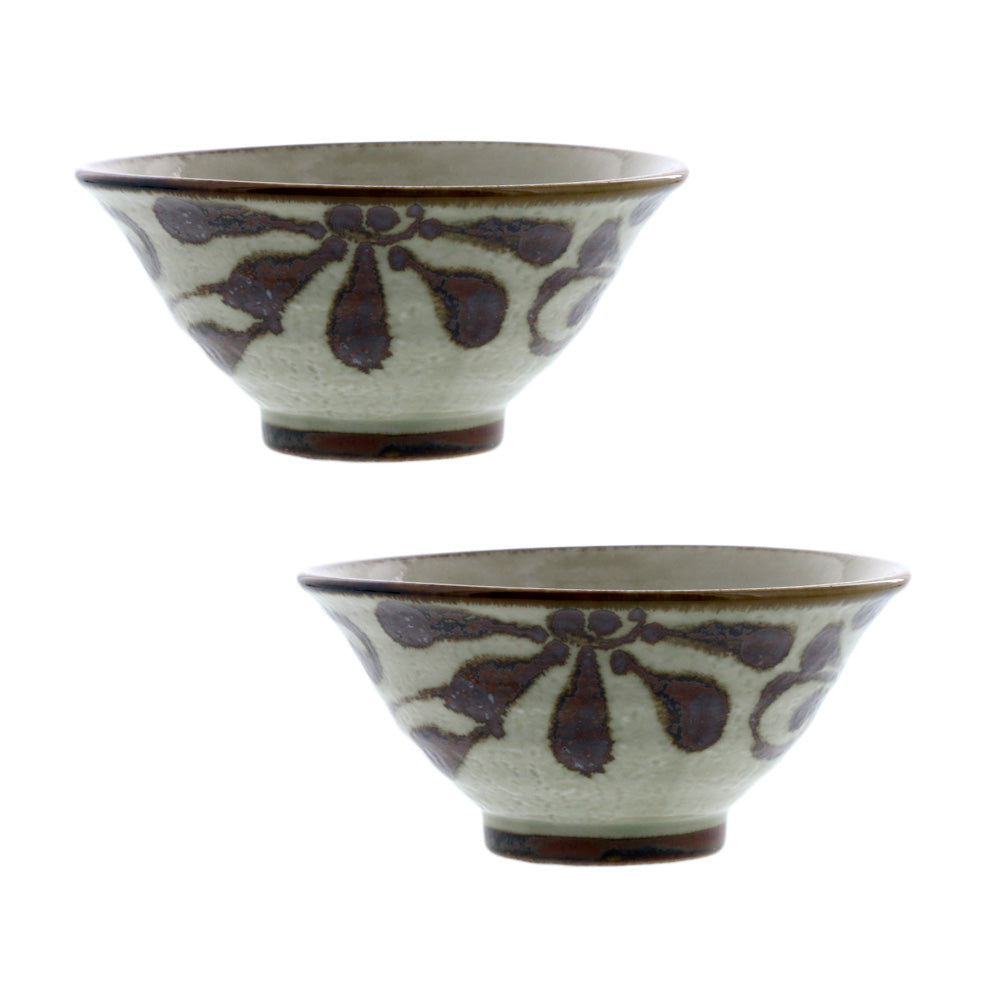 Ryukyukarakusa Rice Bowls Set of 2 - Mahogany