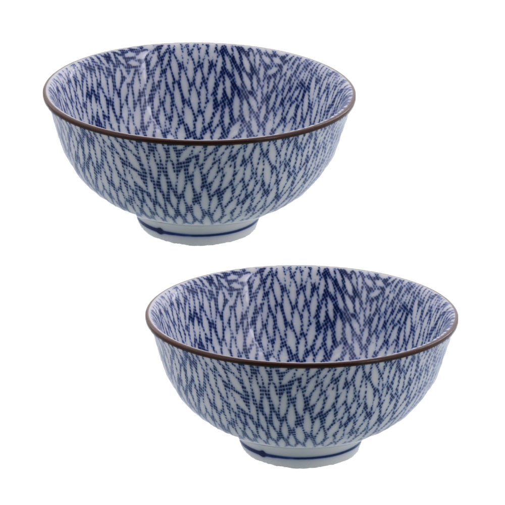 Nijimi Sometsuke Blue Rice Bowls Set of 2 - Mujina Kiku