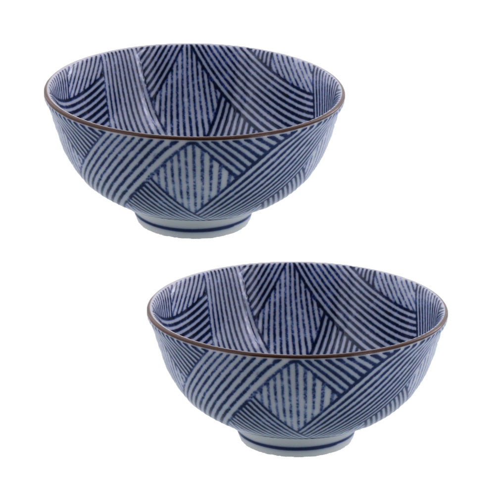 Nijimi Sometsuke Blue Rice Bowls Set of 2 - Shimakoushi